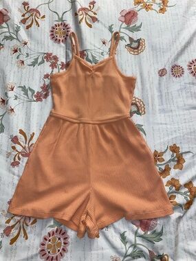 Old Navy Peach Ribbed Spaghetti-Strap Romper